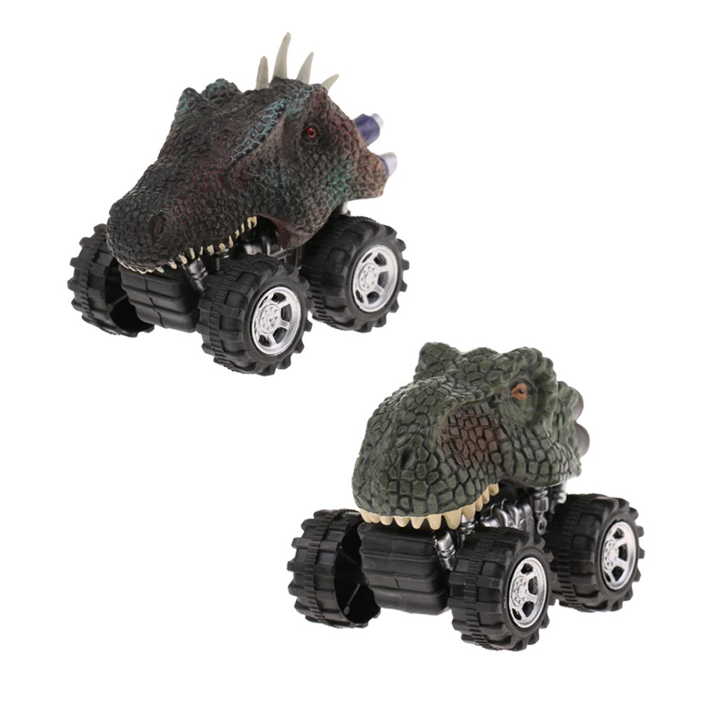 2Pc Kid Children Pull Dinosaur Figure Toy Tyrannosaurus & Backthorn