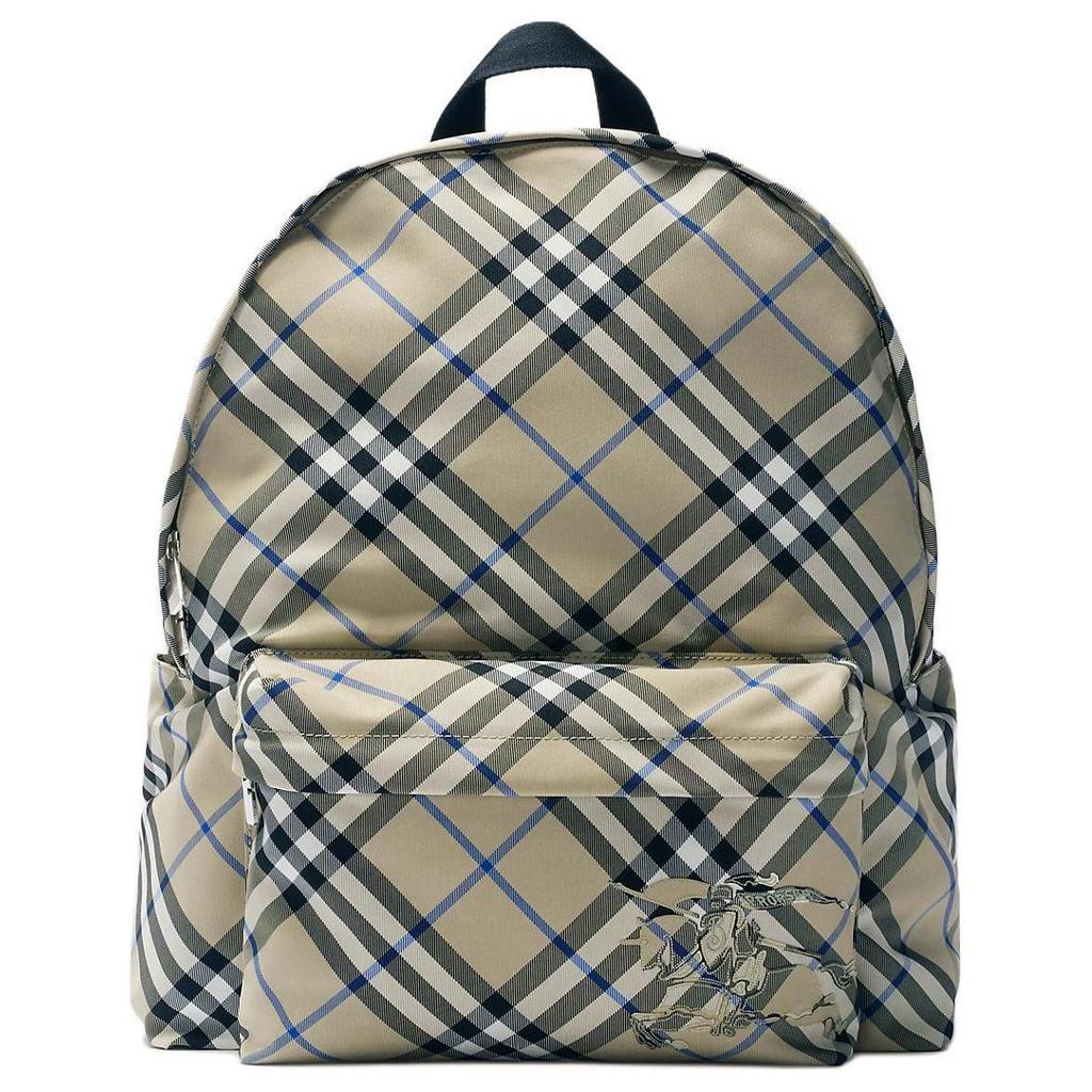 Burberry Adjustable Shoulder Strap Zipper Closure Plaid Polyester Backpack Men Backpack Moss-Green 80913331
