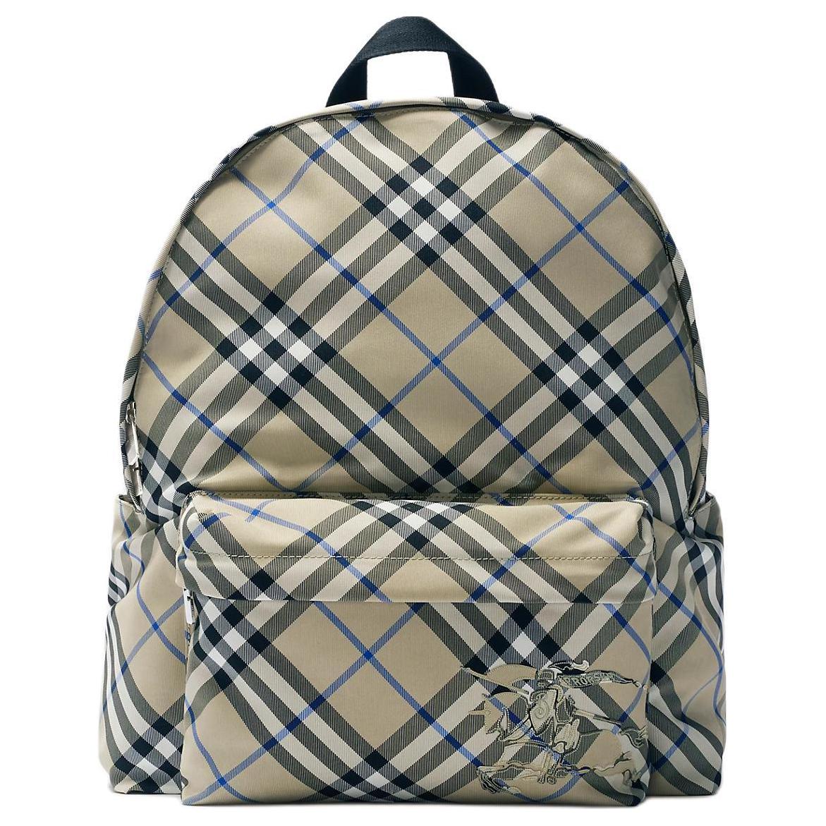 

Burberry Beige Check Canvas Backpack With Equestrian Knight Logo For Daily Use Basic Set (Bag+Dust Bag)