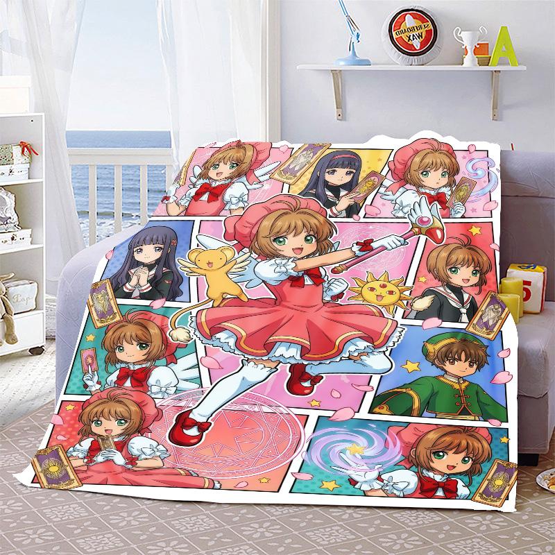 Cardcaptor Sakura Anime Flannel Blanket Soft Cozy Warm Throw Lightweight Blanket for Bed Sofa Home -QJY