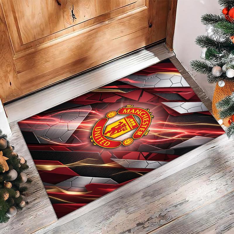Tappeto in Flanella Stampato Manchester United Antiscivolo Morbido Poliestere Tappeto per Pavimento Tappetino Decorativo per Interni per Camera da Letto Soggiorno Divano