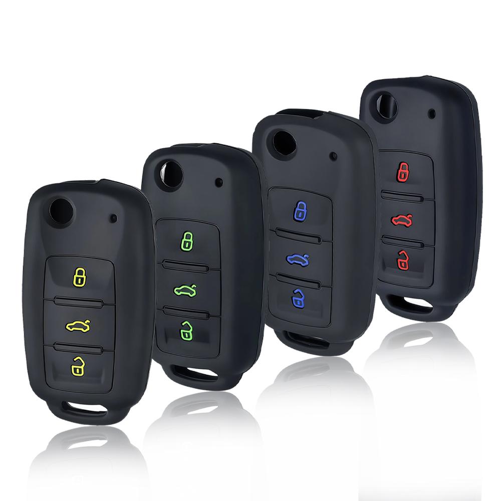 Silicone Car Key Case Key Cover For VW UP Polo Golf 6 Passat B5 Touran Caravelle Jetta Caddy Touareg For Skoda Fabia Octavia A5