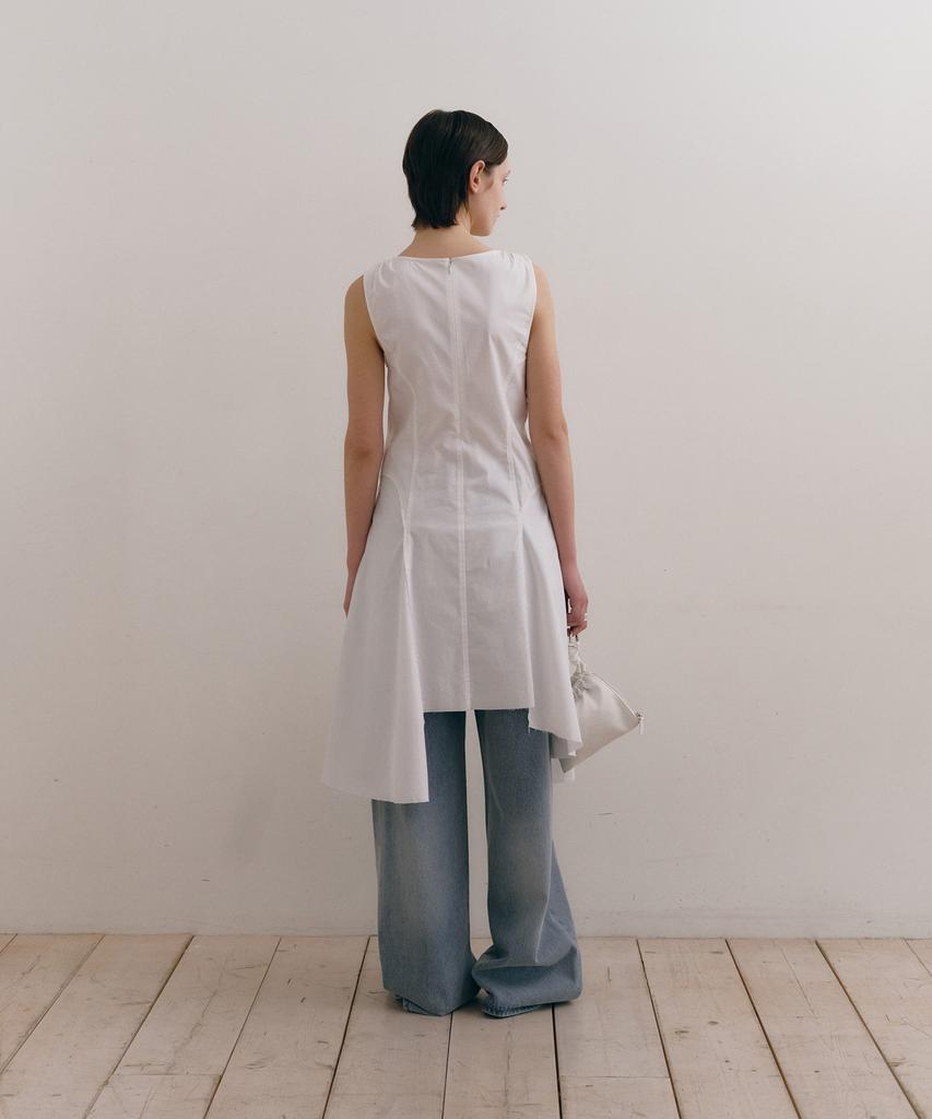 Loutaideu Damaged Cotton Dress [White]