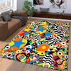 Colorful Abstract Geometric Carpet with Stars and Eye Patterns Design Suitable for Use As an Anti-slip for Living Room Bedroom Sofas