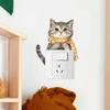 Self-adhesive Cute Cartoon Cat with Scarf Switch Stickers Waterproof for Living Room Kids Room Wall Decor Wholesale