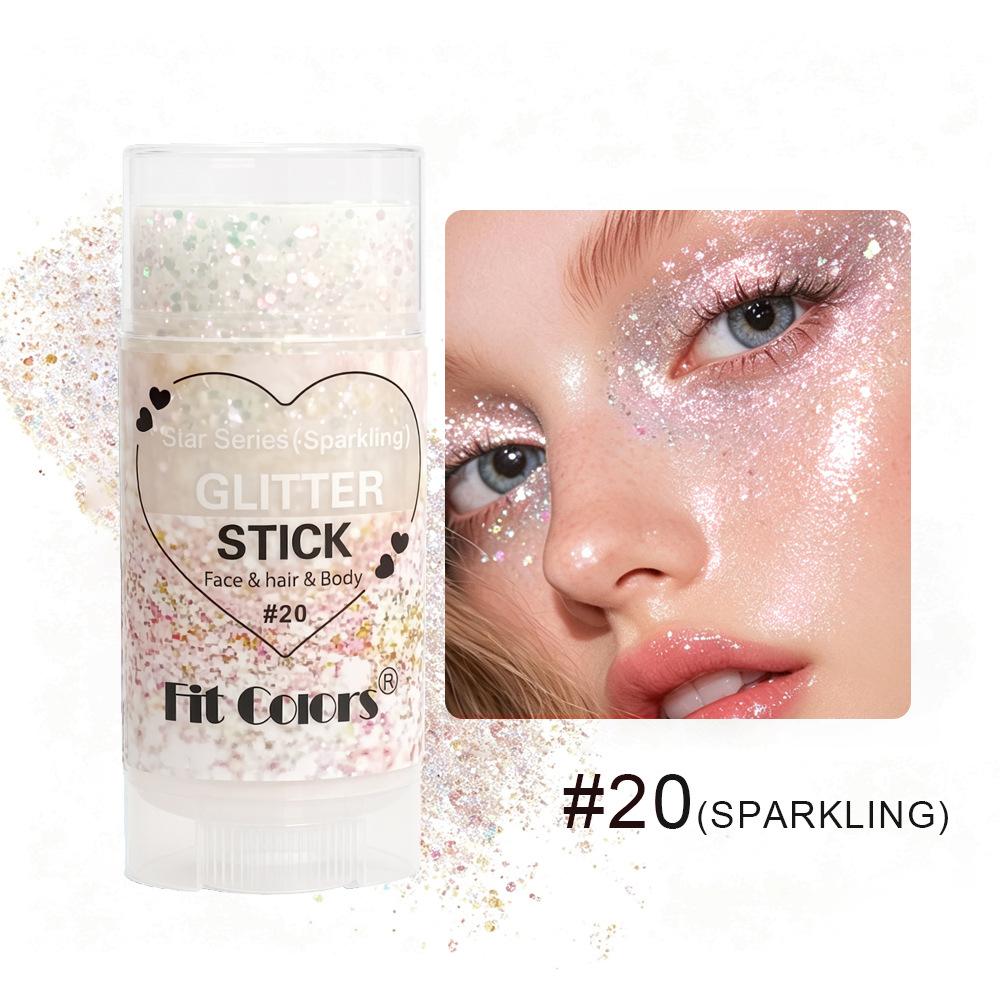 Fit Colors Star Series Glitter Stick Body Shimmer Face Hair Highlighter Chunky Festival Glitter Makeup for USA 250th Anniversary Fireworks Party Raves