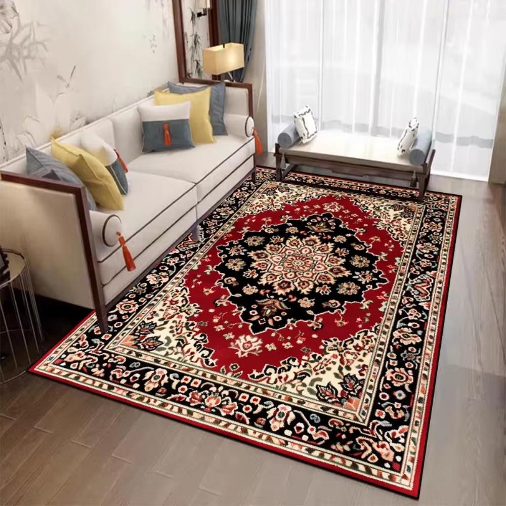 Red Persian Printing Carpet for Living Room Decor Sofa Area Floor Mat Bedside Area Rug Balcony Kitchen Table Mat Welcome Rug