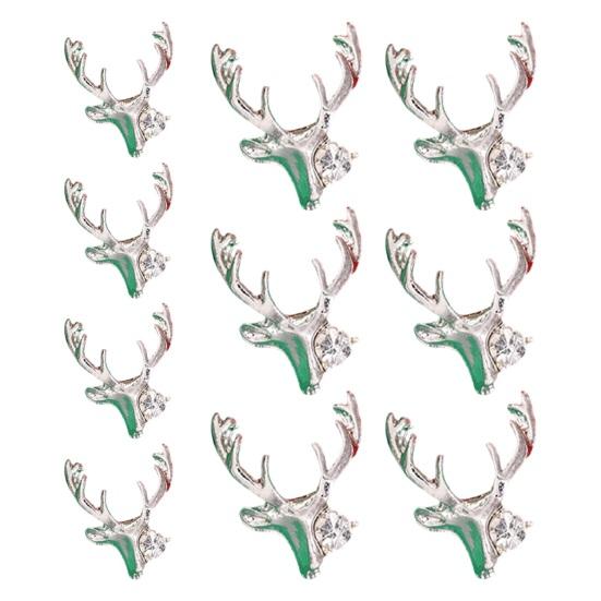 10Pcs Christmas Nail Manicure Rhinestone Xmas Cartoon Design Elk Bells Christmas Tree Alloy Rhinestones Nail Accessories