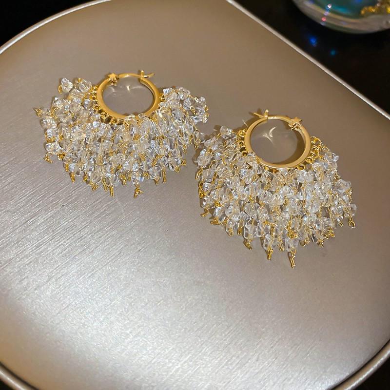 Vintage Pearl Chain Jewelry Set Women - Rhinestone Embellished Necklace Earrings Bracelet Boho Chic Retro Accessory