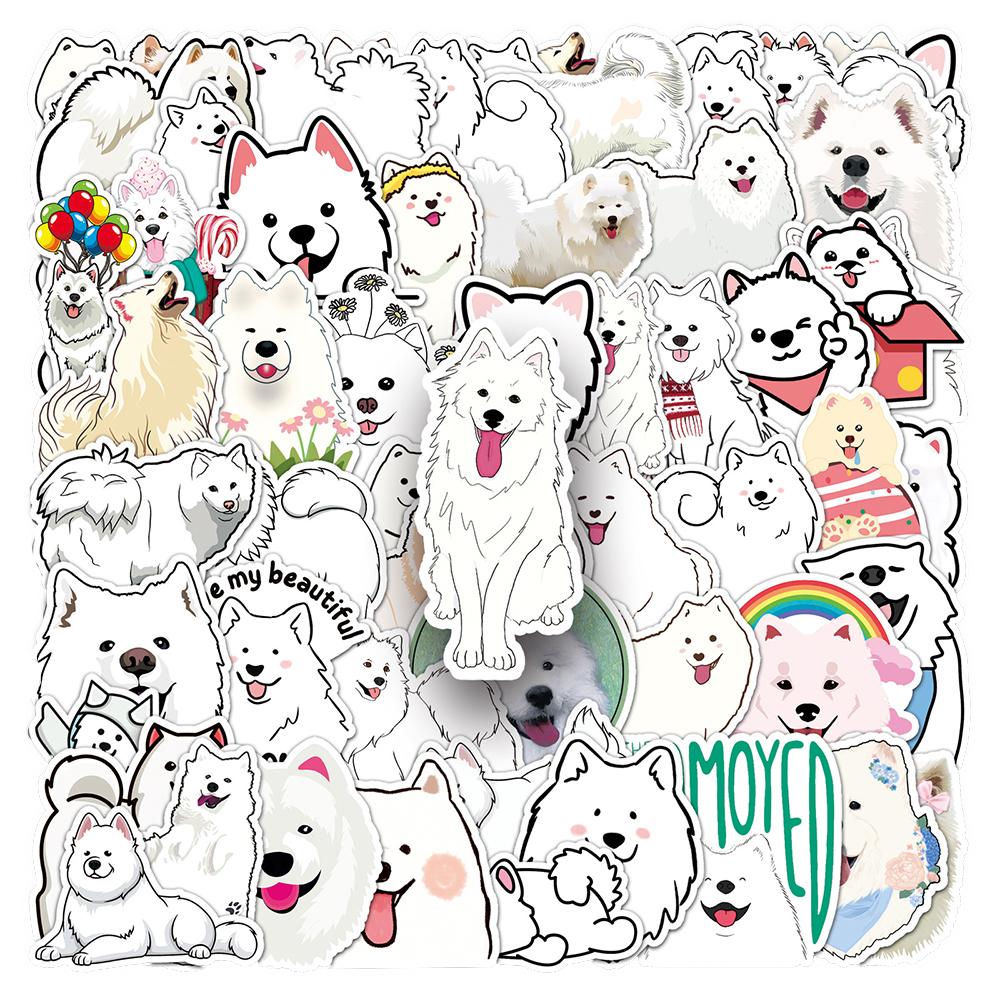 10/30/50pcs Kawaii Cute Samoyed Cartoon Stickers Cute Animal Dog Sticker DIY Water Bottle Phone Case Suitcase Decals Decoration