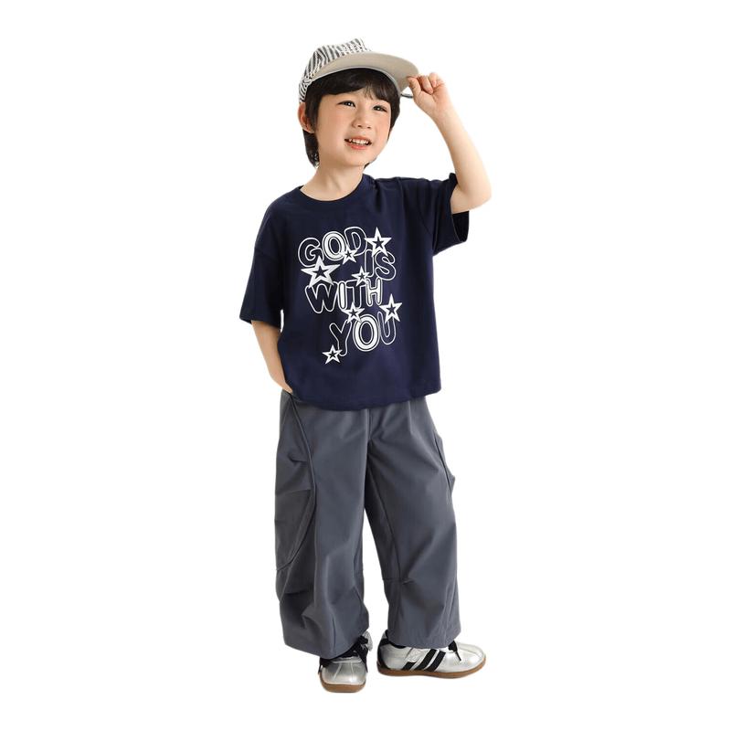 LUSON Boys  Summer Letter Print Short-Sleeve T-Shirt 120