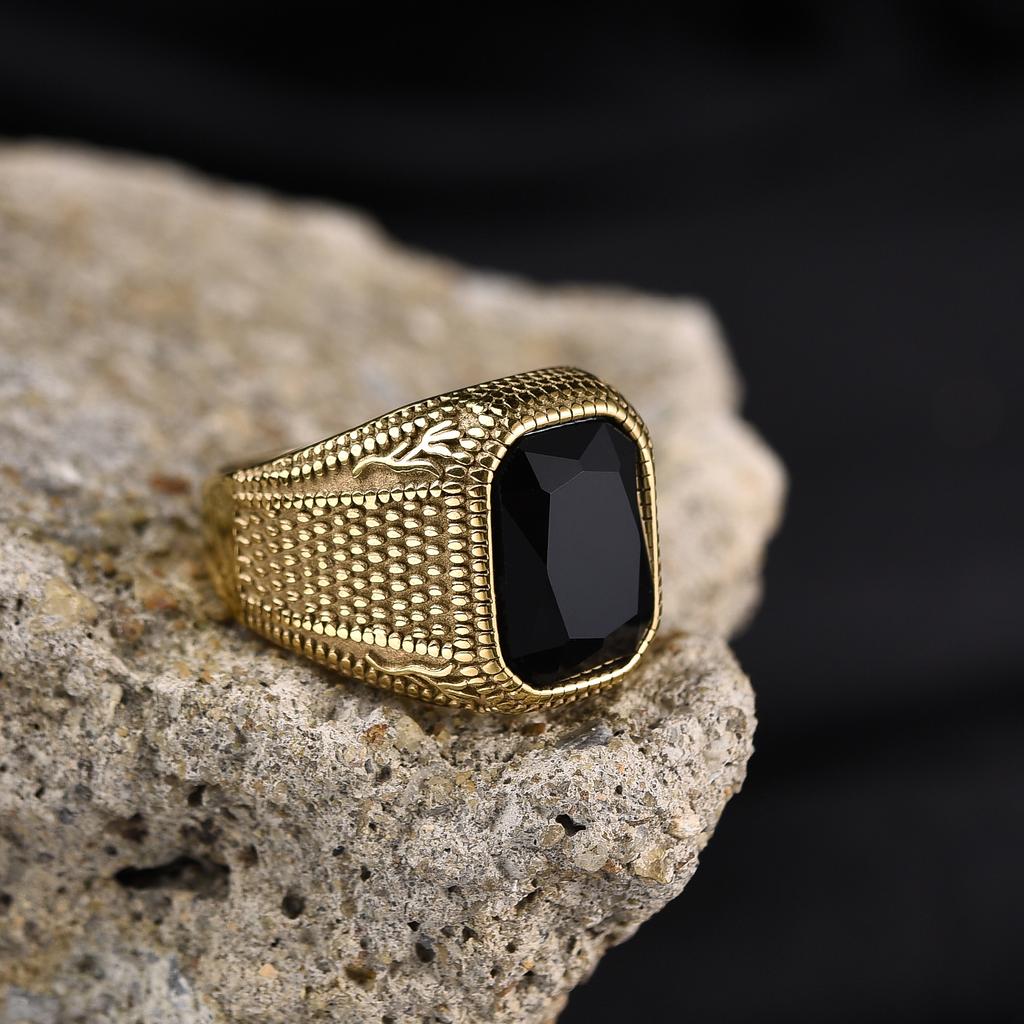 Herren-/Damen Hochwertige 316L Edelstahl Mehrfarbige Edelstein-Stile Onyxringe Klassischer Mode-Trend Schmuck