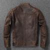 Leather Jacket Layer 100% Cowhide Leather Clothes Men's Stand Collar Motorcycle Clothes  Autumn Winter Plus Size
