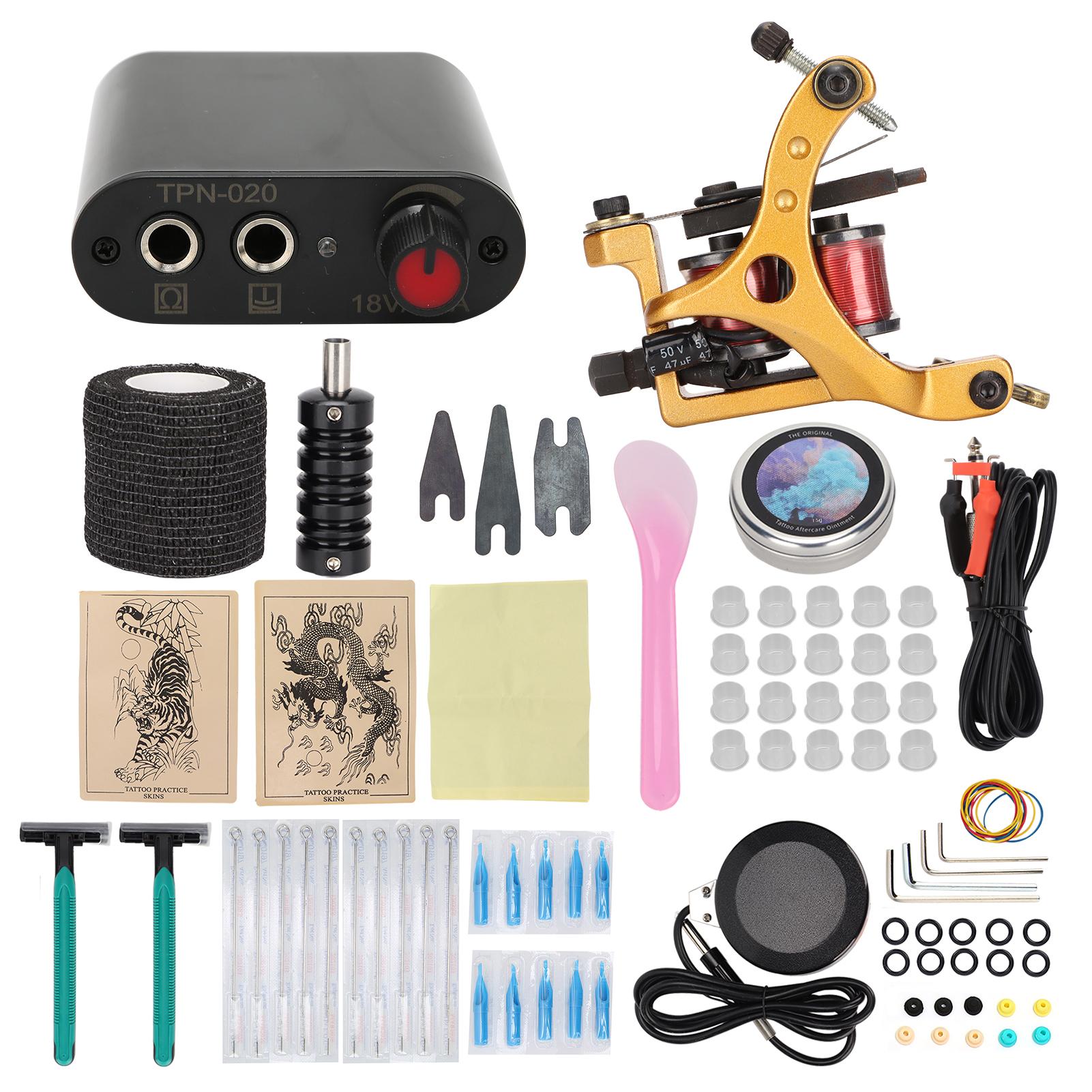 

Полный комплект катушки для татуировки Набор силиконовых принадлежностей для практики татуировки Крем для восстановления кожи Аксессуары для татуировок EU Plug чёрный