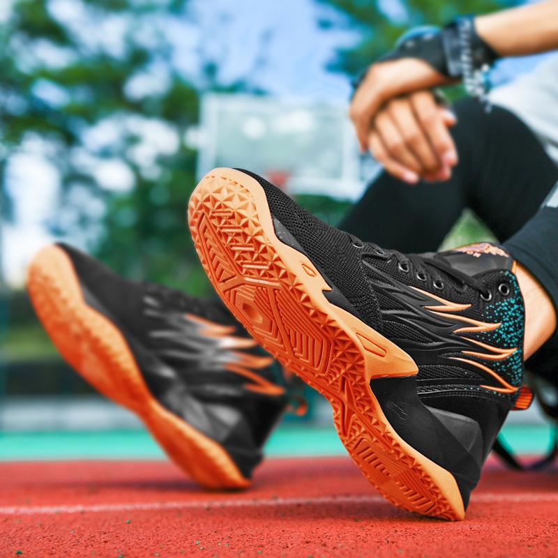 Nové basketbalové boty pro muže Prodyšné odpružení Neklouzavé Outdoorové sportovní boty Posilovna Trénink Atletické basketbalové tenisky Ženy