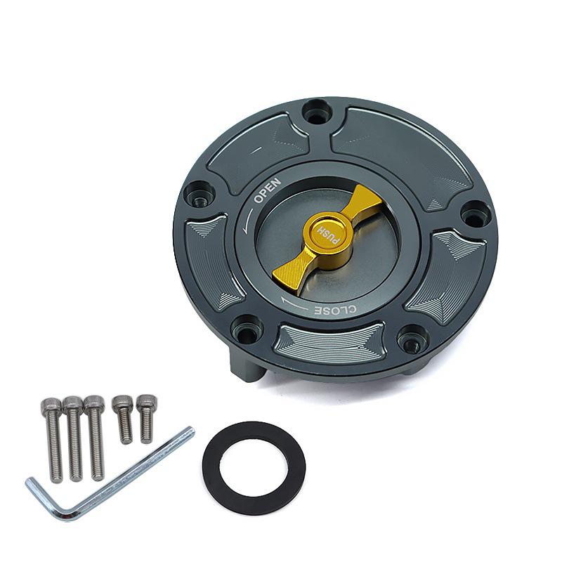 SH-L6005: Quick-release aluminum alloy fuel tank cap for motorcycle modifications.
