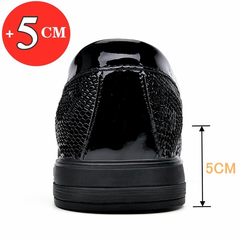 Fashion Flat/5CM Men Wedding Dress Shoes Loafers Men Elevator Shoes Slip On Height Increase Shoes Male Cowhide Leather Oxford Shoes
