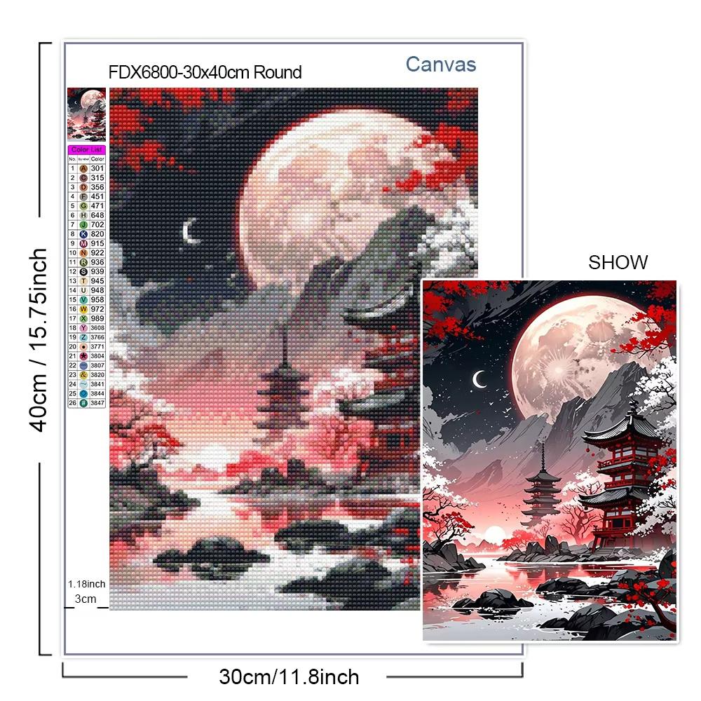Pictură Diamant DIY Copac Lună Fantastică Peisaj Strasuri Foraj Complet Mozaic Broderie Handmade Decor Acasă Cadou Noutăți