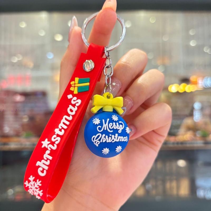 2Pcs Cartoon Cute Santa Claus Tree Keychain Christmas Party Decoration Bag Ornaments Car Key Pendant Exquisite Small Gift