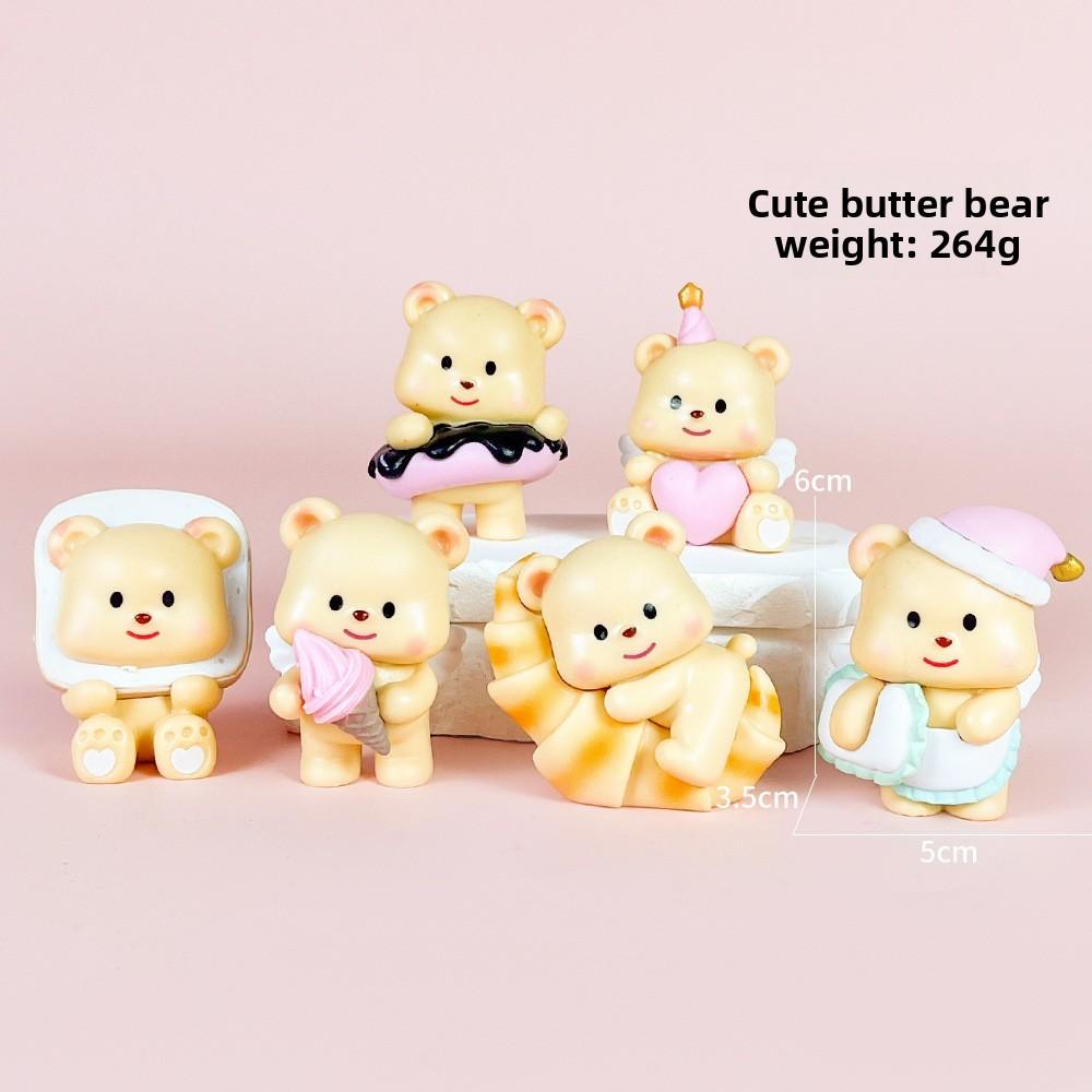 Bear Butter Cute Donut Burger Swing Food Series Model Ornament Set Desktop Decor