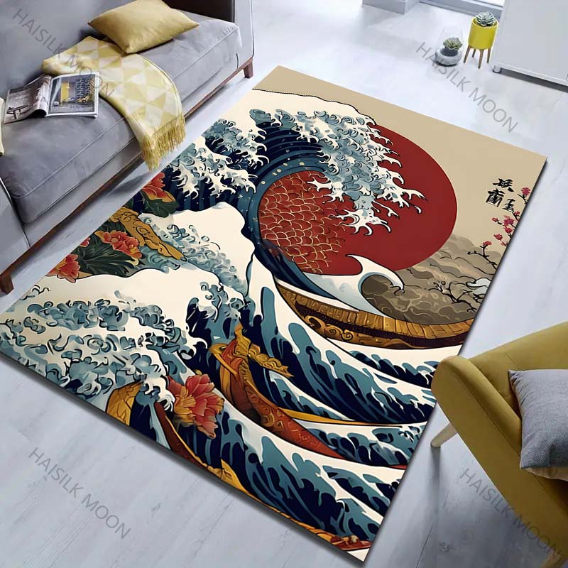 Kanagawa Waves, Japan Pattern Carpet for Bedroom Living Room Bedside Sofa Floor Mat Modern Home Decor Area Rug Fast Shipping