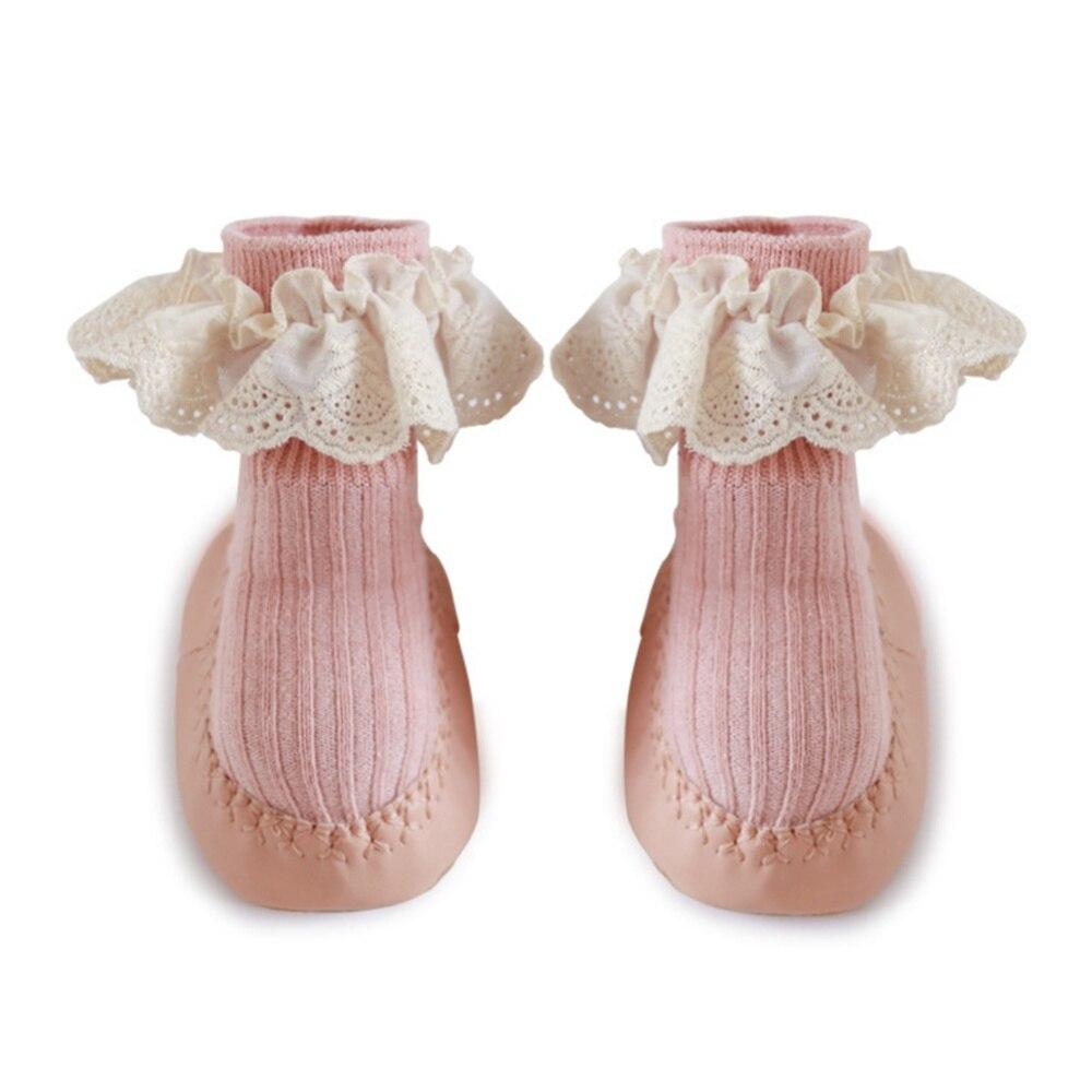 גרבי רגליים לתינוק רצפת נעליים רך מוסיף תחרה נעלי גרביים לפעוטות