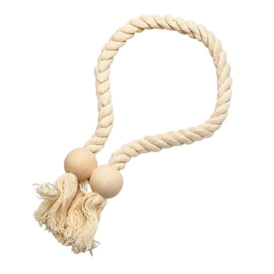 1Pc Boho Magnetic Curtain Tieback, Twisted Rope Wooden Bead Curtain Holders, Decorative Drapery Holdbacks for Bedroom Living Room