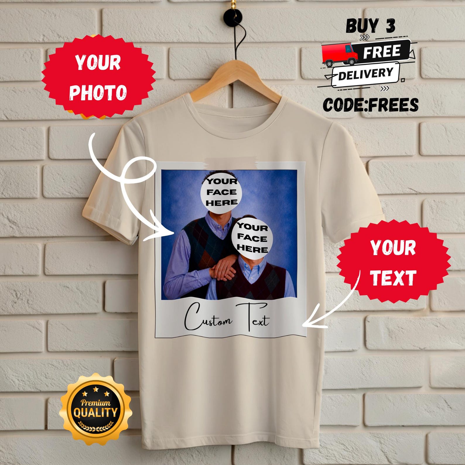 Personalization Step Brothers Shirt, Custom Step Brothers Shirt, Funny Matching Couple Photo Gift, Custom Face T-Shirt, Personalized Gift 3XL