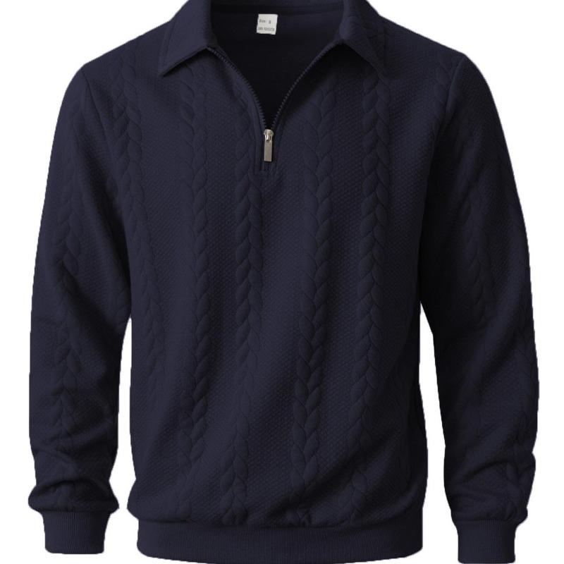 Spring And Autumn Jacket For Young Men, Casual Long-Sleeve Knit Sweater, Men Zip-Up Sweatshirt