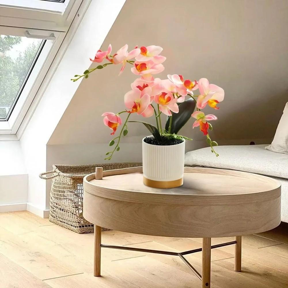 Simulerad silkesfjärilsorkidé krukväxt falsk phalaenopsis ny bonsaiorkidé