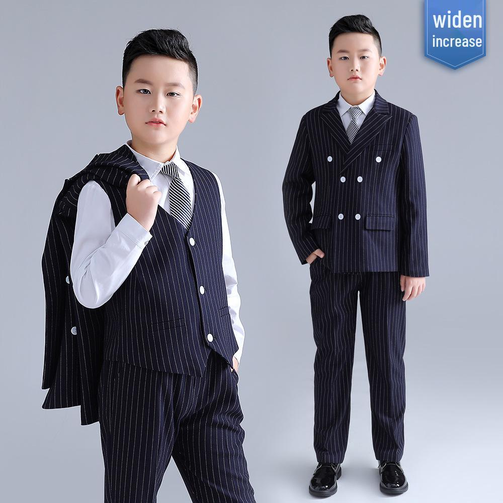 Plus Size Boys' Striped Formal Suit for Kids - Autumn & Winter Collection