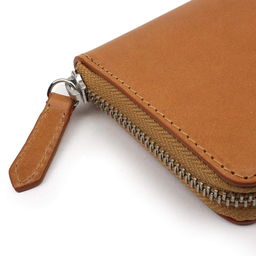 E-MONO Men's Long Wallet, Genuine Leather, Round Zipper, Italian Buttero Leather, Large Capacity, Convenient, Aging, Navy