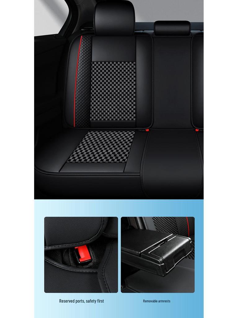 Four-Season Universal Car Seat Cushion - Nappa Leather & Ice Silk, Breathable and Stylish.