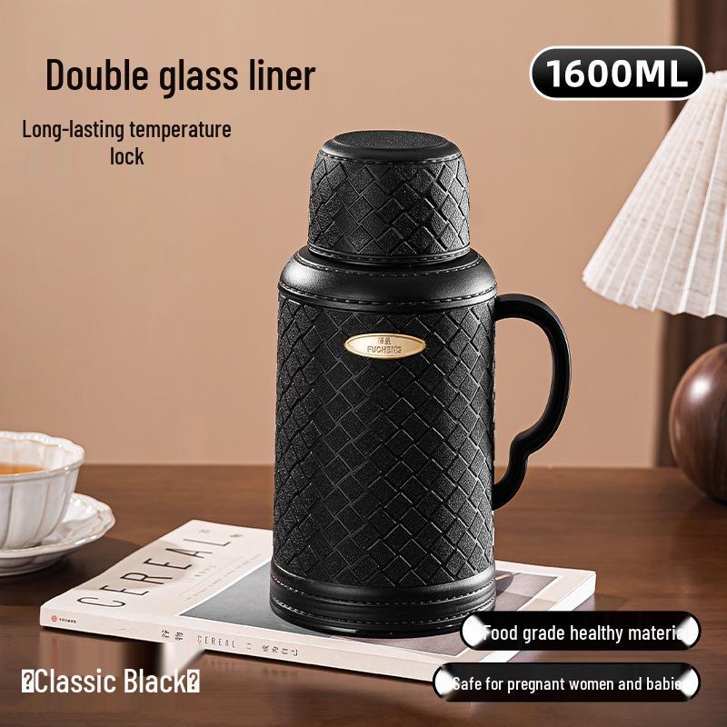 

Retro Large Capacity Portable Thermos Flask for Hot Water - Ideal for Outdoor, Dormitory, and Tea Room Use Large Woven Kettle