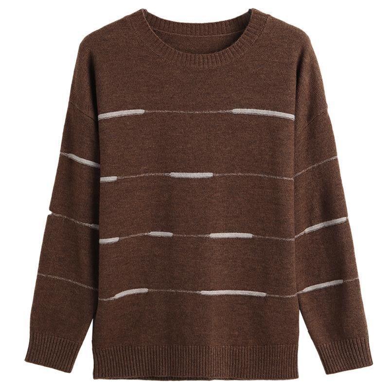 Autumn Vintage Hong Kong Sweater Women's Knitwear Autumn and Winter Versatile Pullover Short Top O-collar Bottoming Shirt