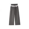 Spring/Summer 2026 Women's Casual Wide-Leg Pants with Lace Patchwork and Polka Dots, Elastic Waist, Slimming, Versatile and Straight Leg Fit.