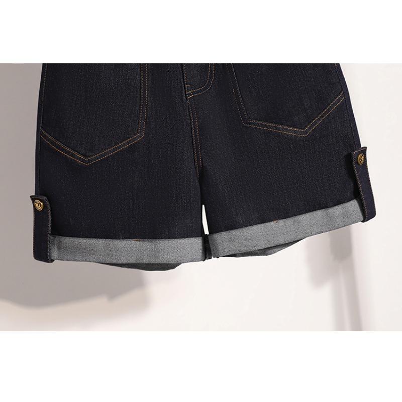DIMANAF Plus Size 2025 Women Shorts Pants Summer Elastic Loose Jeans Short Basic High Waist Casual Harem Pants 5XL