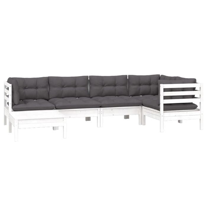 VidaXL Solid Pine Wood Garden Lounge Set 6 Pcs with Cushions Patio Furniture Outdoor Furniture Garden Furniture 3096539