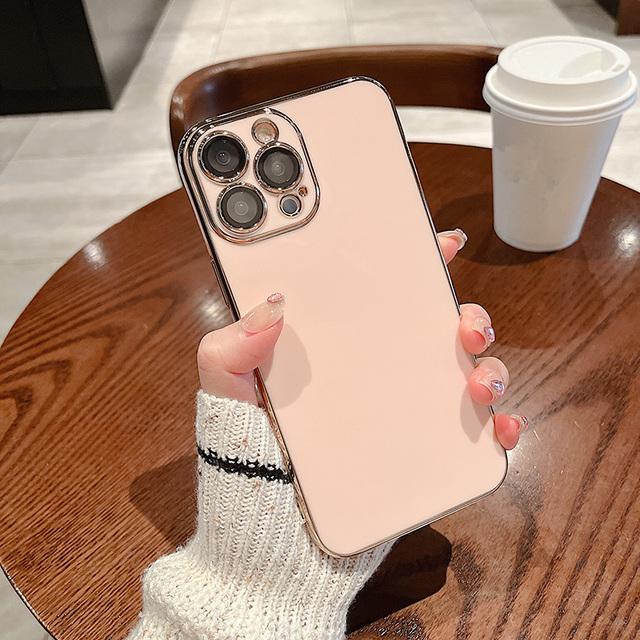 

Роскошный цветной чехол для телефона с гальваническим покрытием для Iphone 11 12 13 Pro Max Xs Xr Max 7 8 Plus, мягкая силиконовая задняя крышка для защиты объектива For iPhone 13