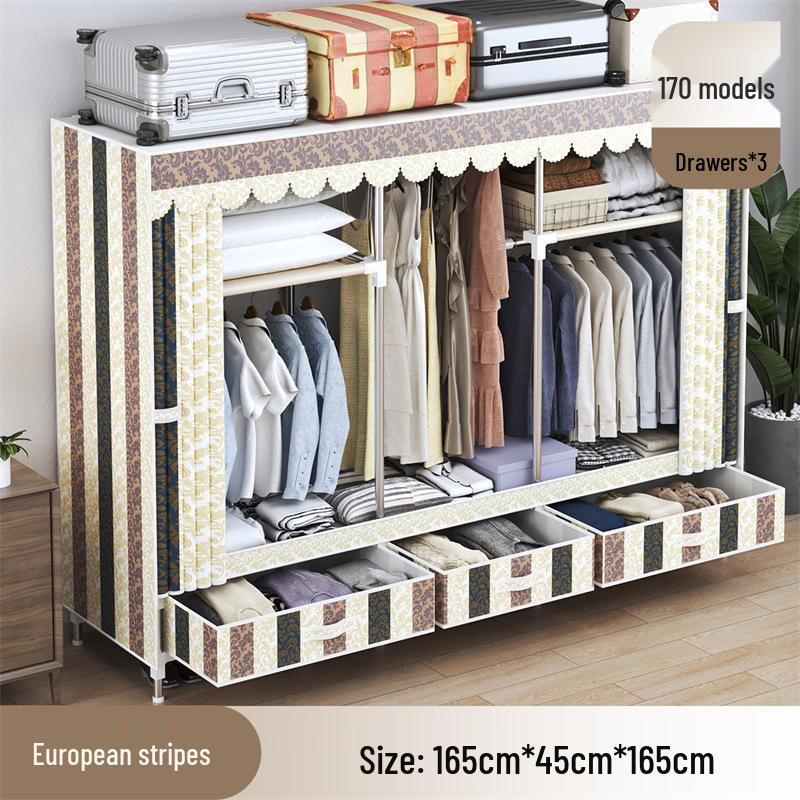 Wardrobe with Dustproof Drawers - Ideal for Rental Rooms