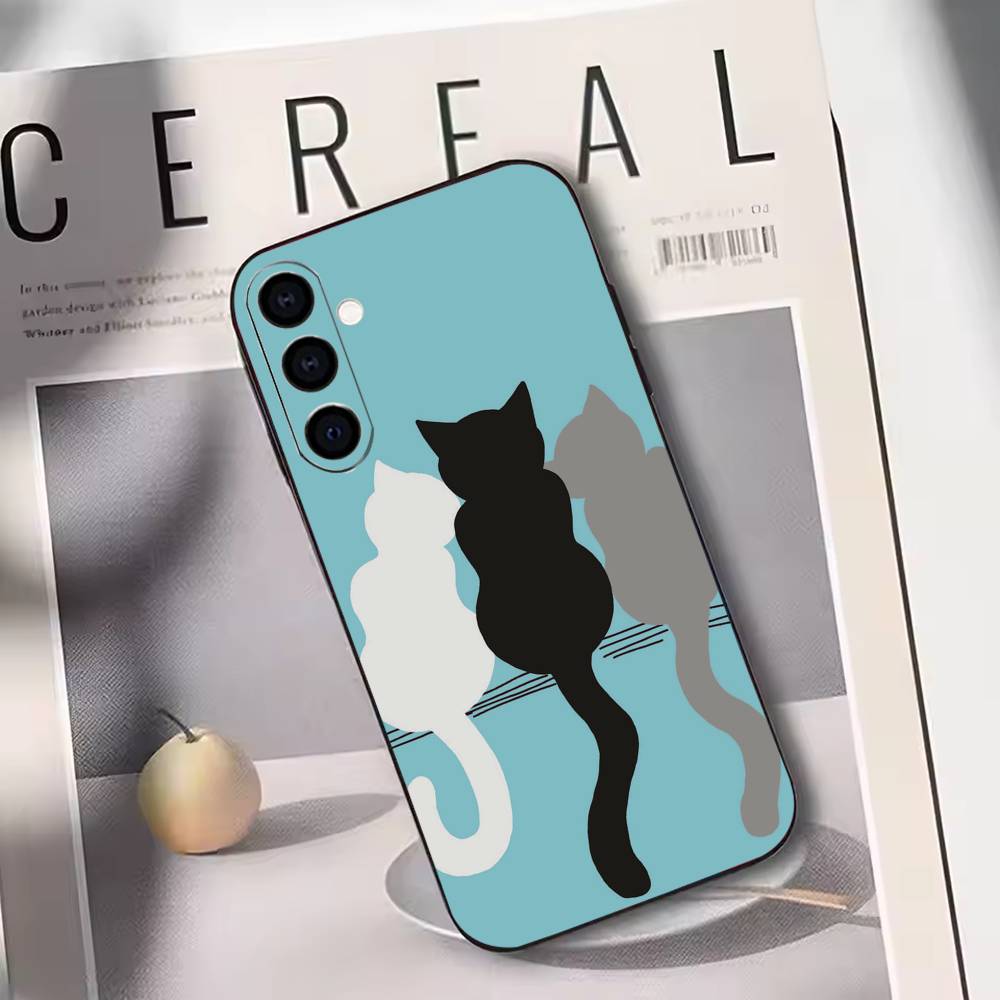 

Three Cats Phone Case For Samsung Galaxy A73,A72,A71,A70,A53,A52,A51,Others Soft Black Cover Samsung a70