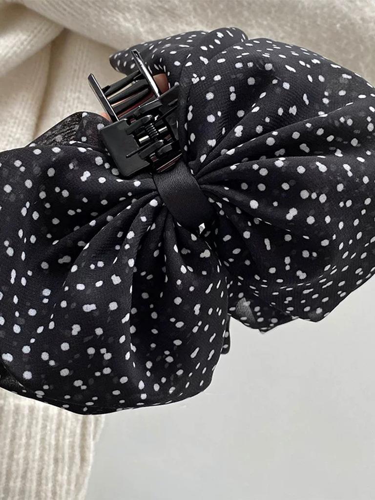Large Hair Bow Clips for Women Black Silk Hair Bow Clips Long Tail French Hair Ribbon Coquette Bows Hair Accessories for Girls