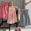 Summer Girls' Straight-Leg Plaid Children's Wide-Leg Cropped Pants, Girls' Summer Thin Floral Waist Skirt Pants