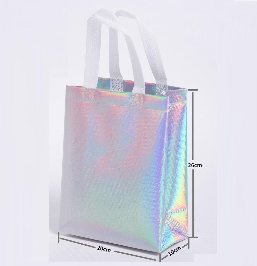 

Премиальная серебристая ламинированная нетканая экологичная сумка-тоут для магазинов одежды