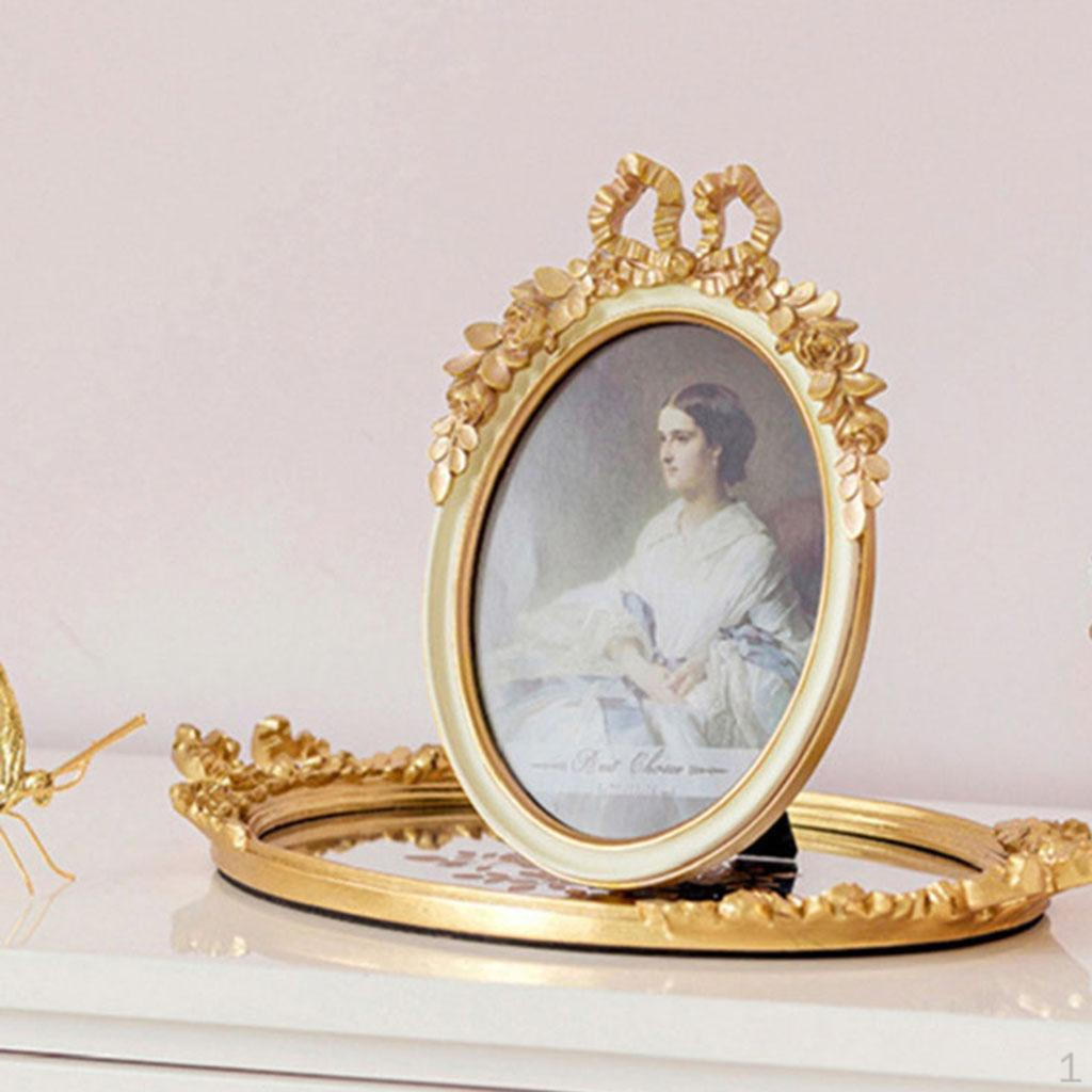 

Стильный держатель для фотографий в стиле барокко, отдельно стоящий овальный настенный подвесной рисунок из смолы для гостиной, украшения дома Gold 5x7