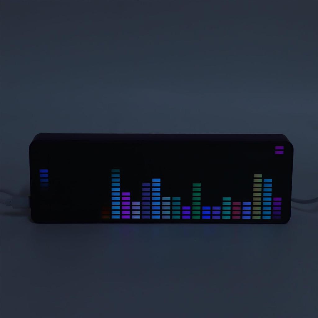 Acouto Analizator Widma Muzycznego 384 LED 624 Segmenty Światło Rytmiczne Czujnik Dźwięku Ce z Zegarem - 20 Mikrofonów 7 Kolorów LED Miernik Dźwięku dla Miłośników Muzyki