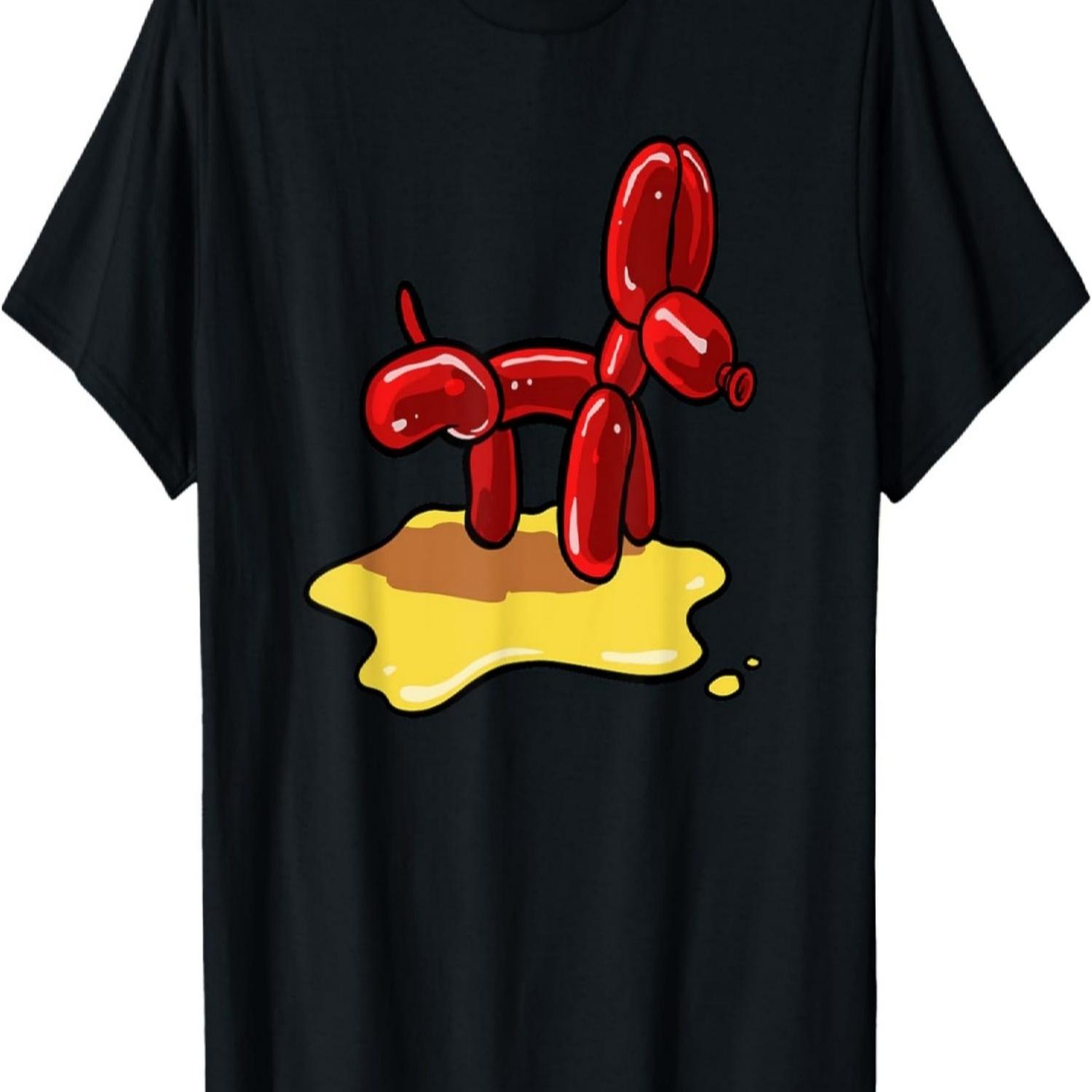 

Peeing Balloon Dog Funny Humor Design T-Shirt for Men Women Kids S чёрный