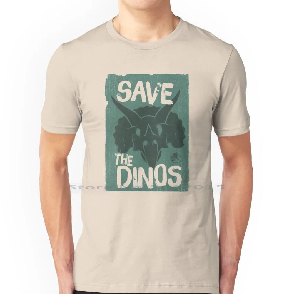 Worlldd Save The Dinos Distressed Poster T Shirt 100% Cotton Fifthsuntshirt 2020fifthsun Triceratops Save Dinos Distressed Short