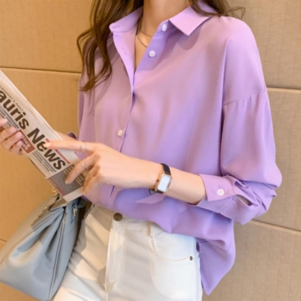 New ArrivalS Open Run Women S caSual Solid looSe Fit Collar Shirt
