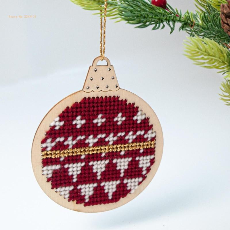 6/12 Stück Weihnachten Holzdekoration Sticksets Holzstickrahmen für Erwachsene DIY Weihnachts-Bastelprojekt Dropship